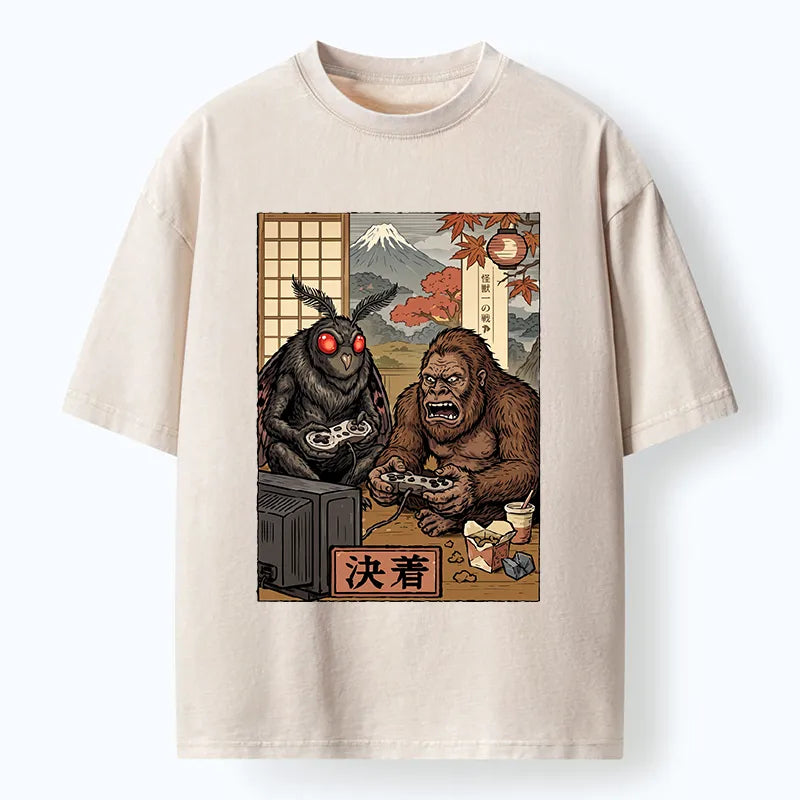 Kyoto-Lion Game Monster Duo Washed T-Shirt