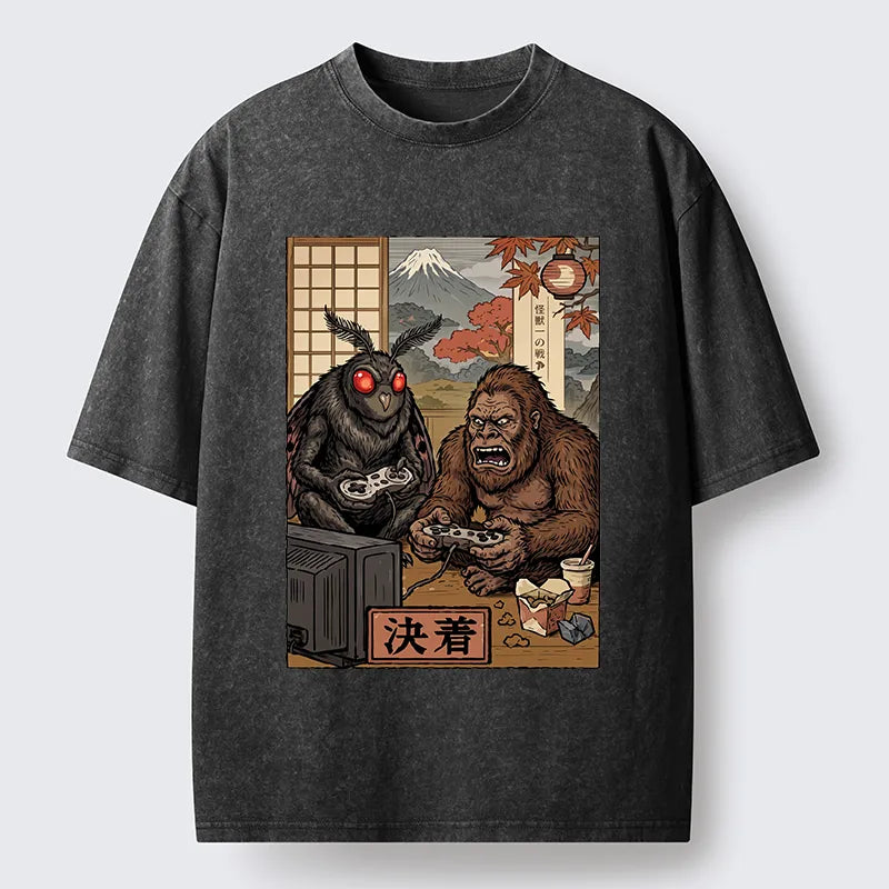 Kyoto-Lion Game Monster Duo Washed T-Shirt