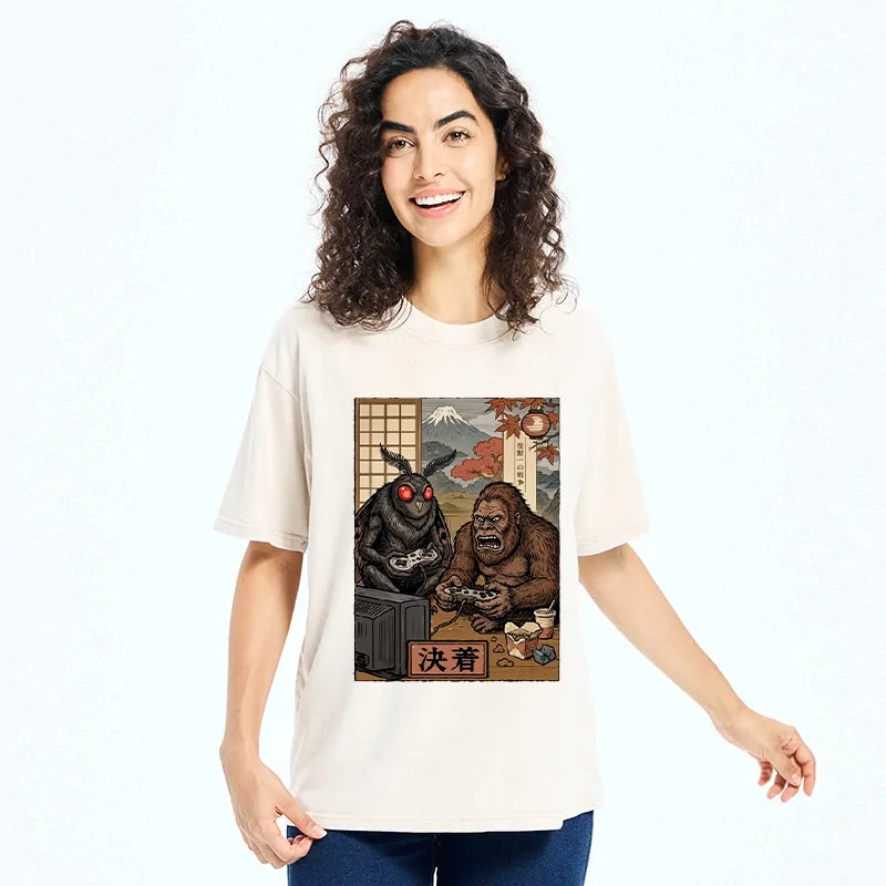 Kyoto-Lion Game Monster Duo Washed T-Shirt