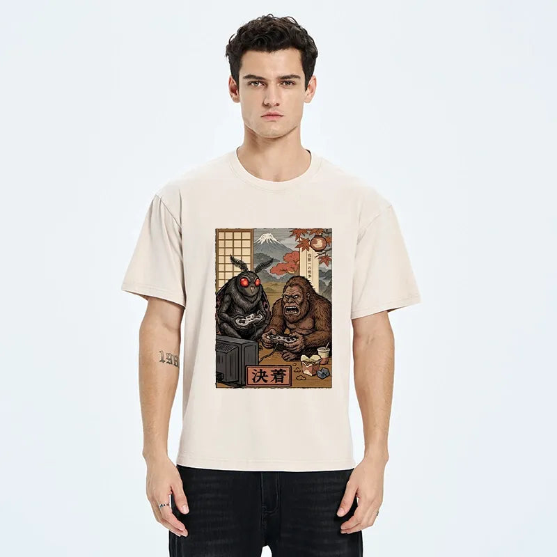 Kyoto-Lion Game Monster Duo Washed T-Shirt