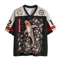Trendy Ukiyo-e Koi Mesh Jersey