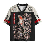 Trendy Ukiyo-e Koi Mesh Jersey