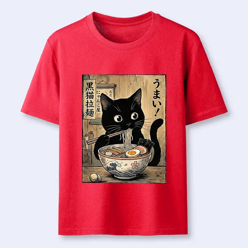 Kyoto-Lion Black Cat Eats Delicious Japanese Ramen Classic T-Shirt