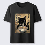 Kyoto-Lion Black Cat Eats Delicious Japanese Ramen Classic T-Shirt