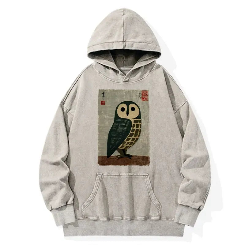 Vintage Washed Owl Hoodie Gift Idea