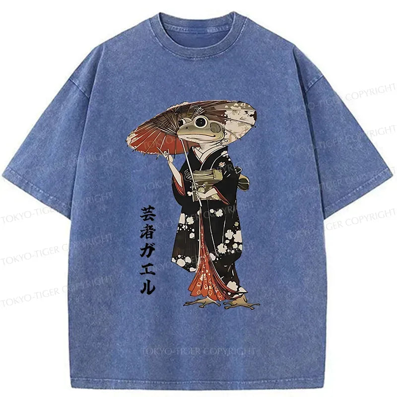 Kyoto-Lion Geisha Frog Washed T-Shirt