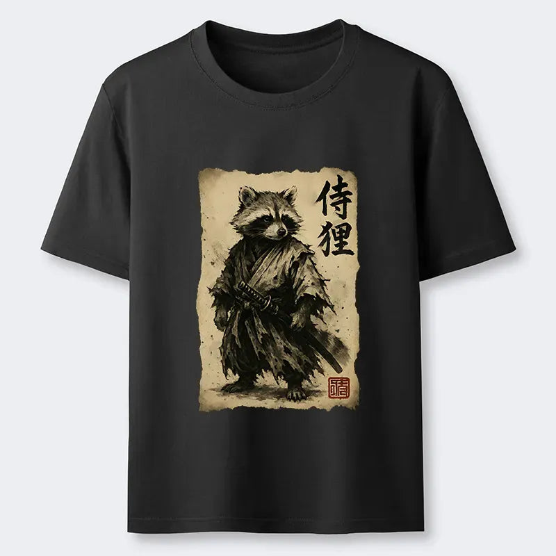 Vintage Raccoon Samurai T-Shirt for Streetwear
