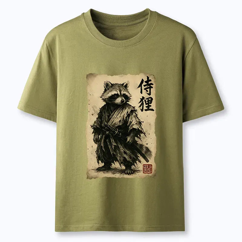 Vintage Raccoon Samurai T-Shirt for Streetwear