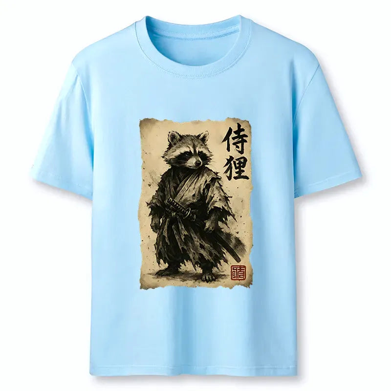 Vintage Raccoon Samurai T-Shirt for Streetwear