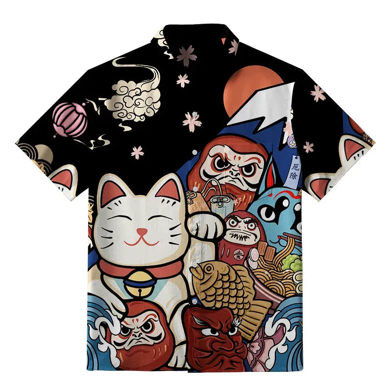 Kyoto-Lion Traditional Japanese Elements Button-up Shirt