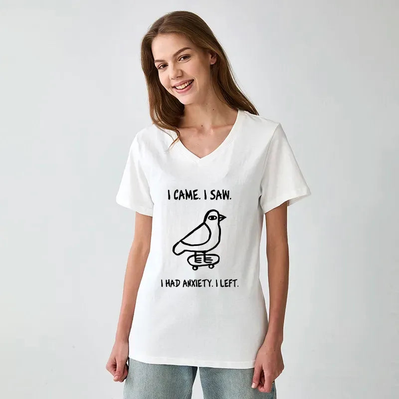 Kyoto-Lion Funny Meme Bird Just Needs A Break V-Neck Classic T-Shirt