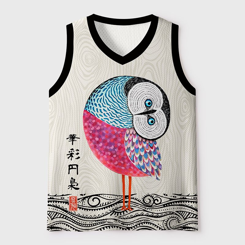 vibrant owl mesh tank top for summer