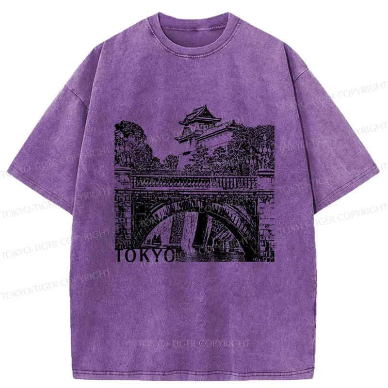 Kyoto-Lion Nijubashi Bridge Washed T-Shirt