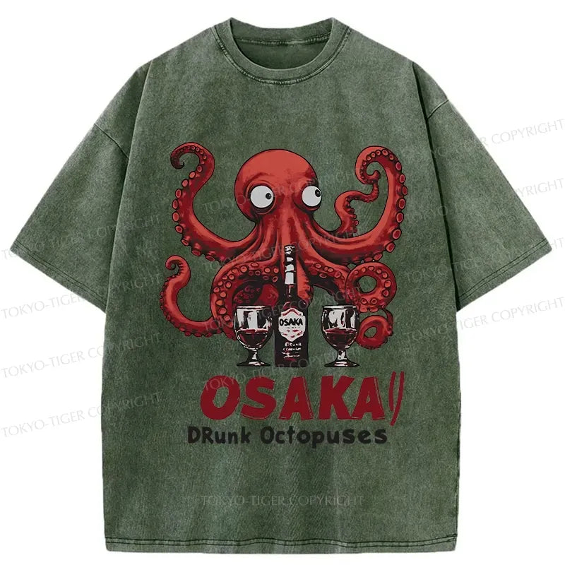 Kyoto-Lion Osaka Drunk Octopus Washed T-Shirt