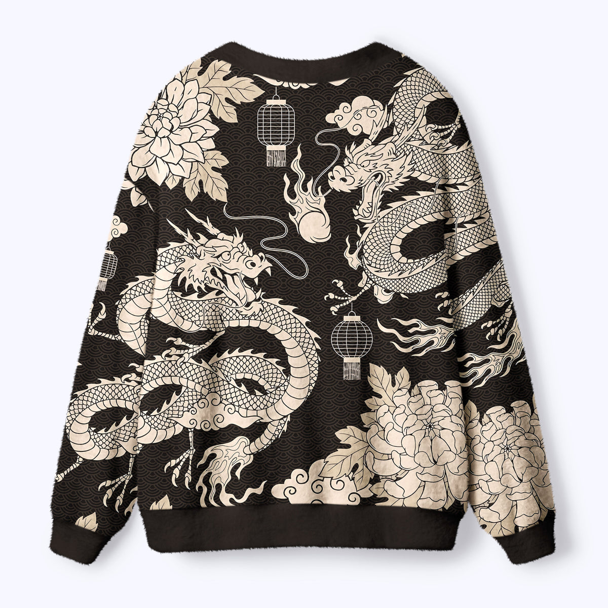Kyoto-Lion Two Dragons Playing With A Pearl Ugly Cardigan Sweater