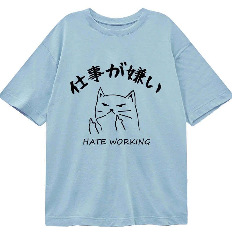 lazy cat unisex cotton t-shirt for daily wear