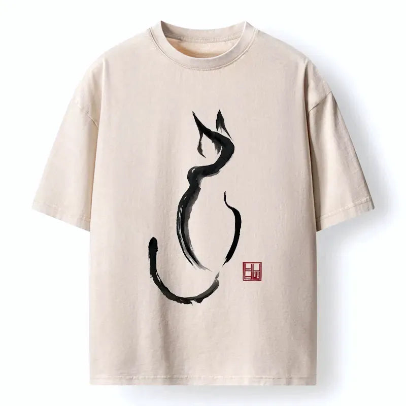 Japanese minimalist cat t-shirt