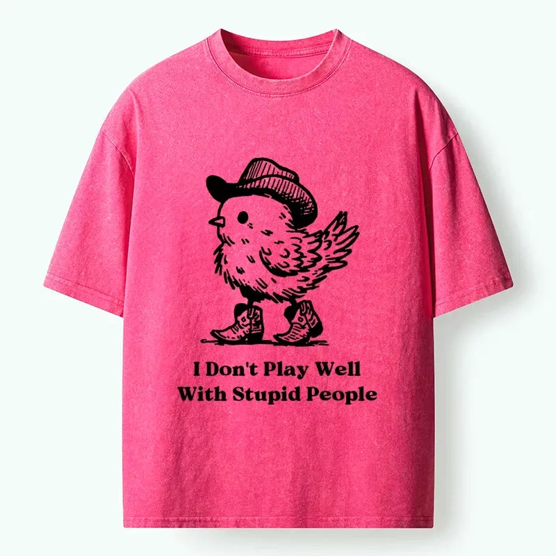 Kyoto-Lion Cowboy Bird Funny Meme Quote Washed T-Shirt