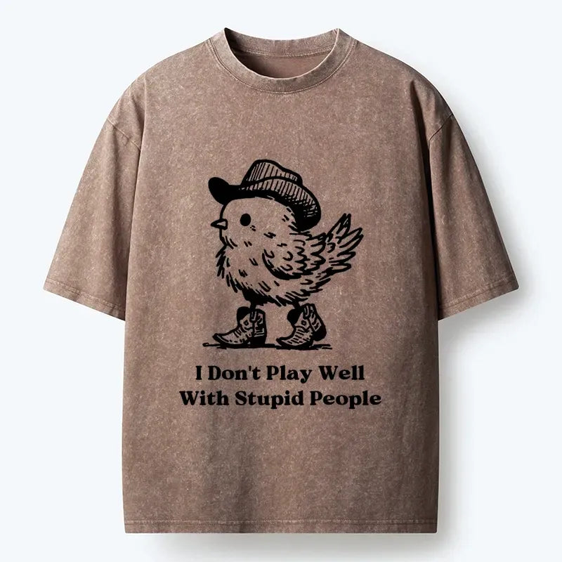 Kyoto-Lion Cowboy Bird Funny Meme Quote Washed T-Shirt
