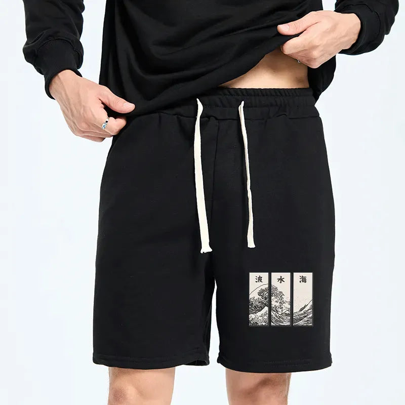 Japanese Wave Unisex Shorts for Summer