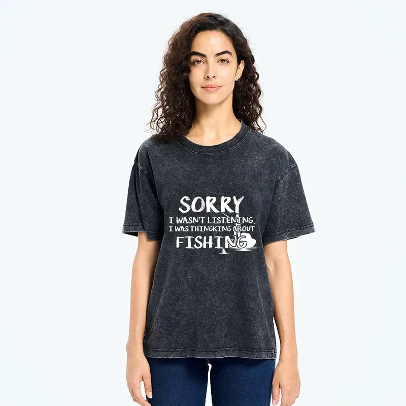 Kyoto-Lion Funny Meme Fishing Obsessed Daydream Vibe Washed T-Shirt