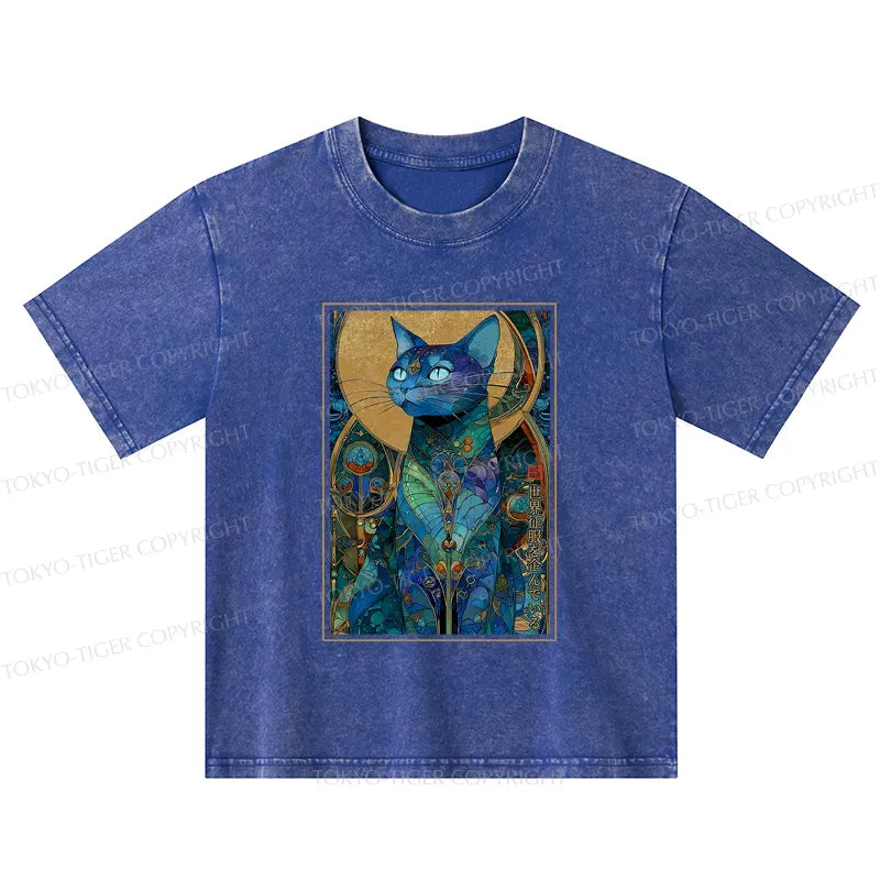 Japanese Cat Kids Washed T-Shirt