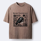 Kyoto-Lion Crow With Knife Floral Print Washed T-Shirt