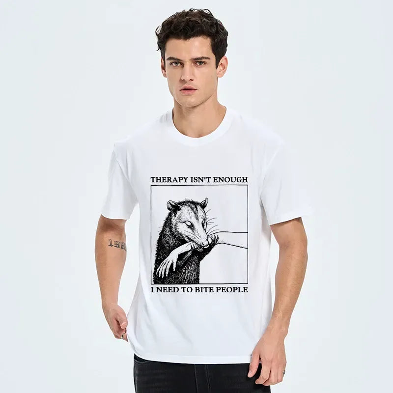 Kyoto-Lion Funny Opossum Biting People Classic T-Shirt