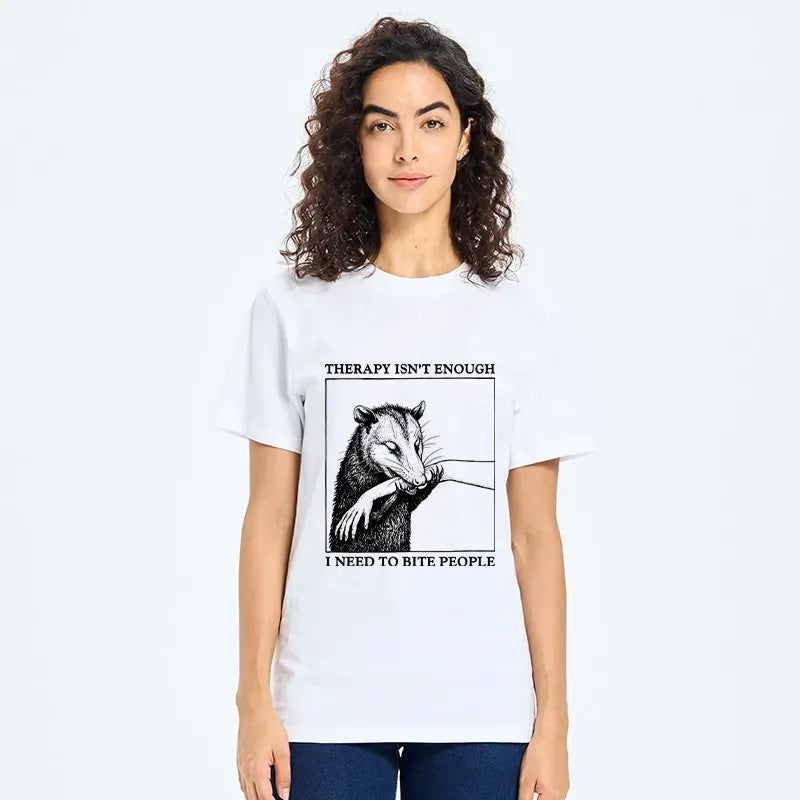 Kyoto-Lion Funny Opossum Biting People Classic T-Shirt