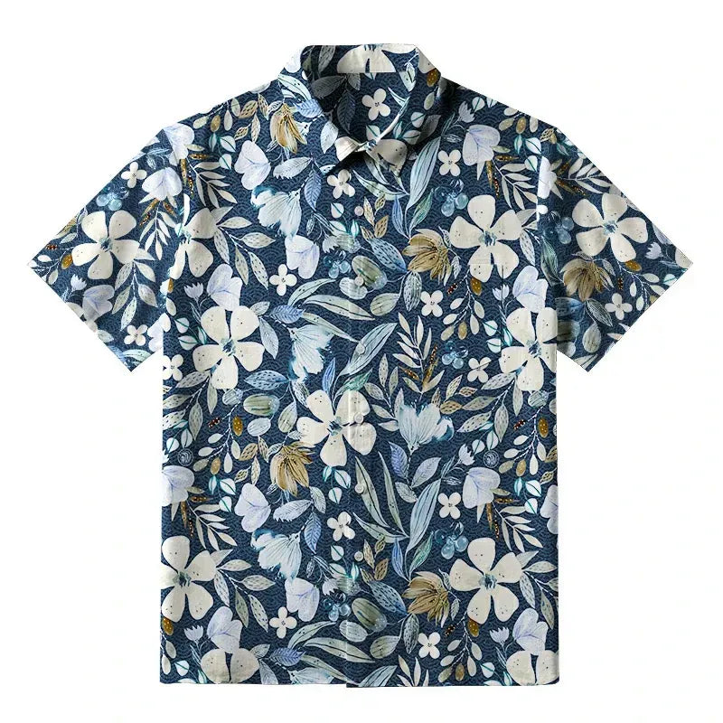 Kyoto-Lion Colorful Floral Fantasy Button-up Shirt