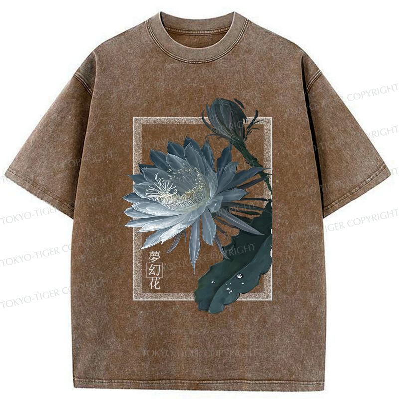 Kyoto-Lion Japanese Hallucinogenic Epiphyllum Washed T-Shirt