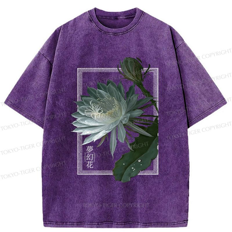 Kyoto-Lion Japanese Hallucinogenic Epiphyllum Washed T-Shirt