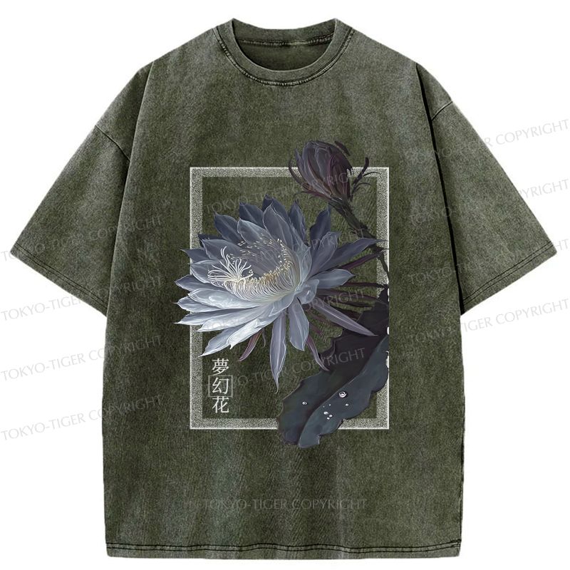 Kyoto-Lion Japanese Hallucinogenic Epiphyllum Washed T-Shirt