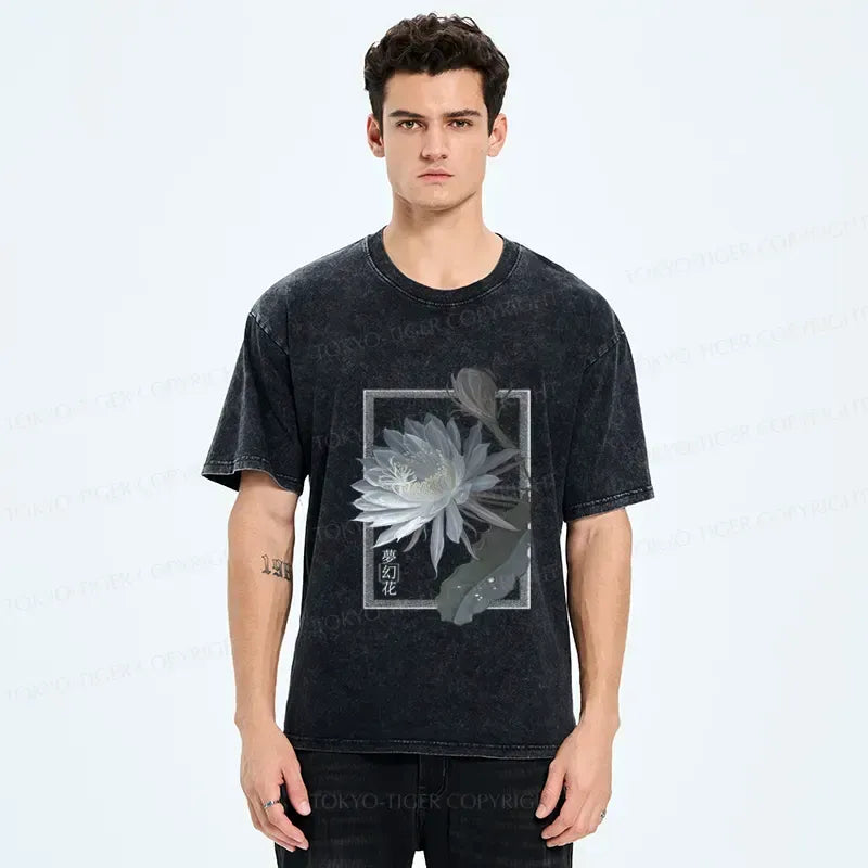 Kyoto-Lion Japanese Hallucinogenic Epiphyllum Washed T-Shirt