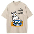 Washed Cat Coffee T-Shirt for Everyday Wear
