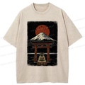 Kyoto-Lion Samurai Cat In Meditation Washed T-Shirt