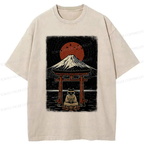 Kyoto-Lion Samurai Cat In Meditation Washed T-Shirt