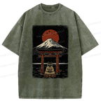 Washed Unisex Samurai Cat Tee