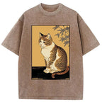 Retro Japanese Cat T-Shirt for Summer