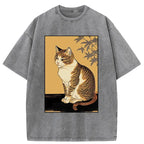 Retro Japanese Cat T-Shirt for Summer