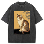 Retro Japanese Cat T-Shirt for Summer