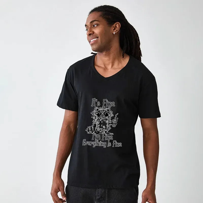 Kyoto-Lion Raccoon Fine Meme V-Neck Classic T-Shirt