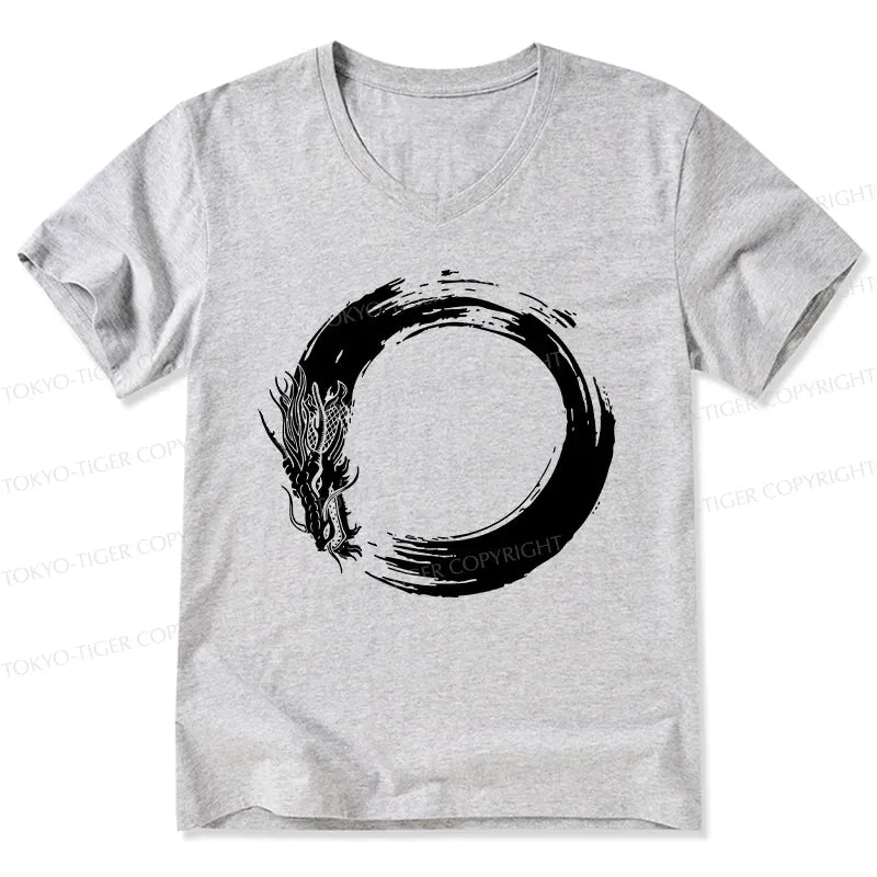 Japanese Dragon V-Neck T-Shirt for Men