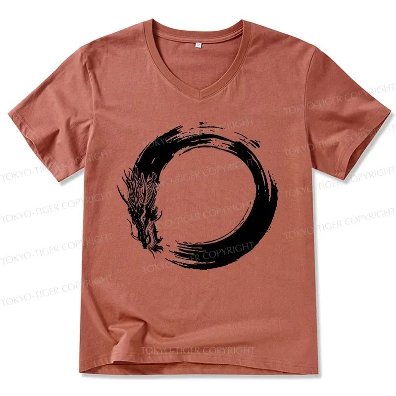 Japanese Dragon V-Neck T-Shirt for Men