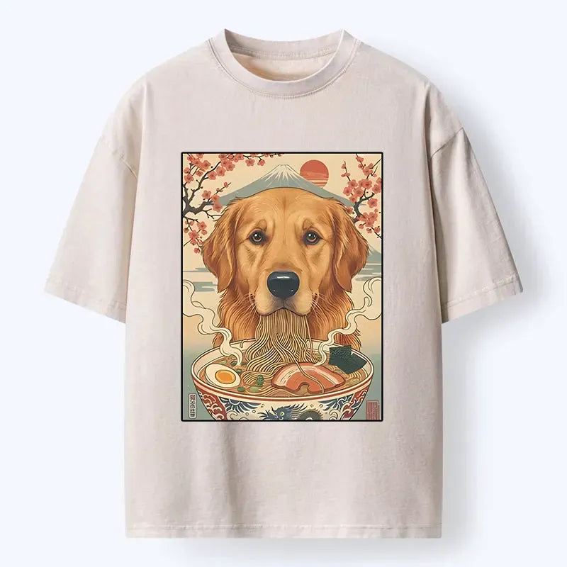 Japanese Dog Ramen Meme T-Shirt Free Shipping