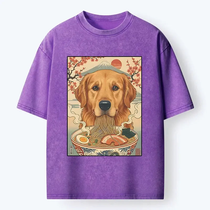 Kyoto-Lion Japanese Style Dog Ramen Meme Washed T-Shirt