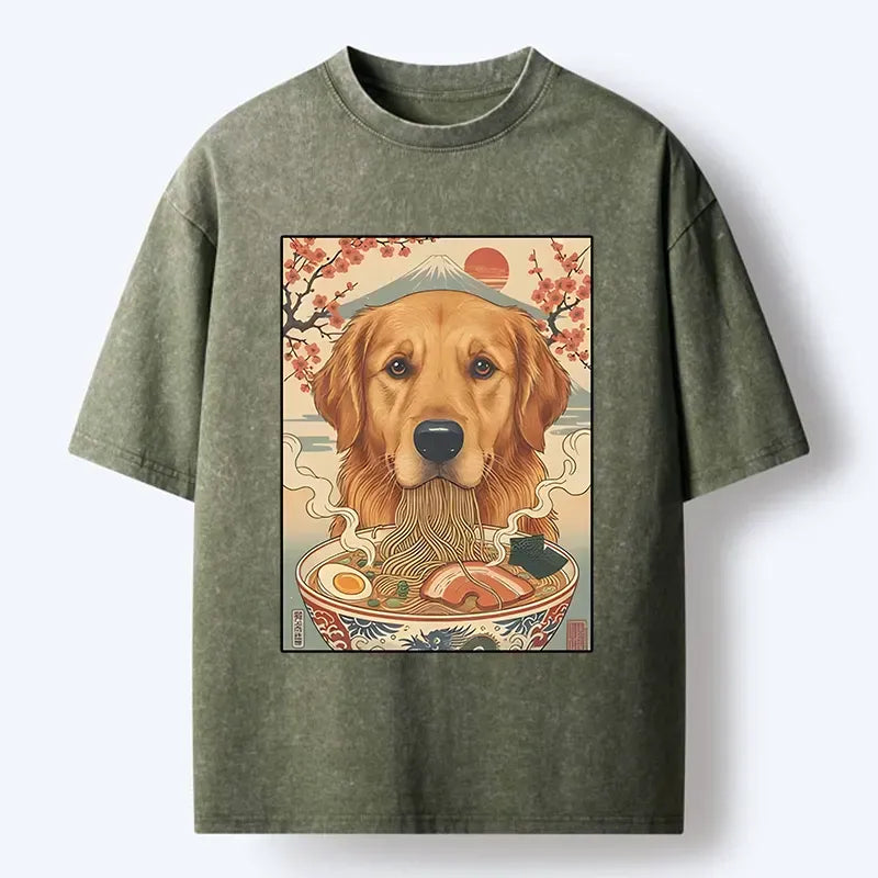 Japanese Dog Ramen Meme T-Shirt Free Shipping