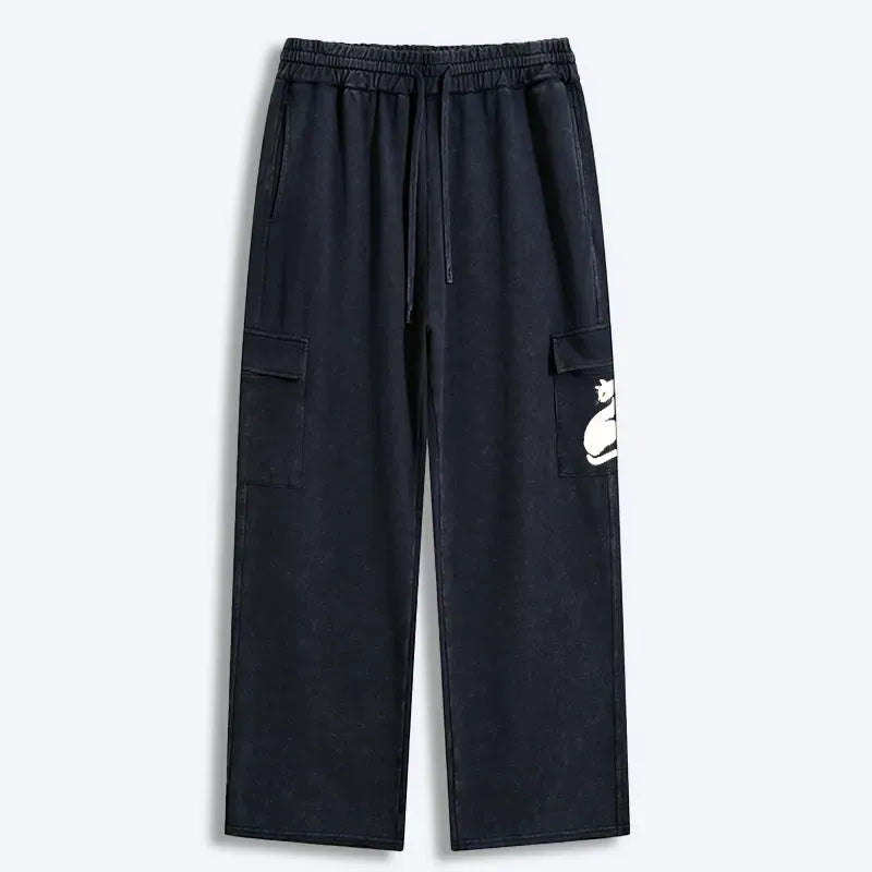 Japanese Unisex Washed Sweatpants for Daily Wear
