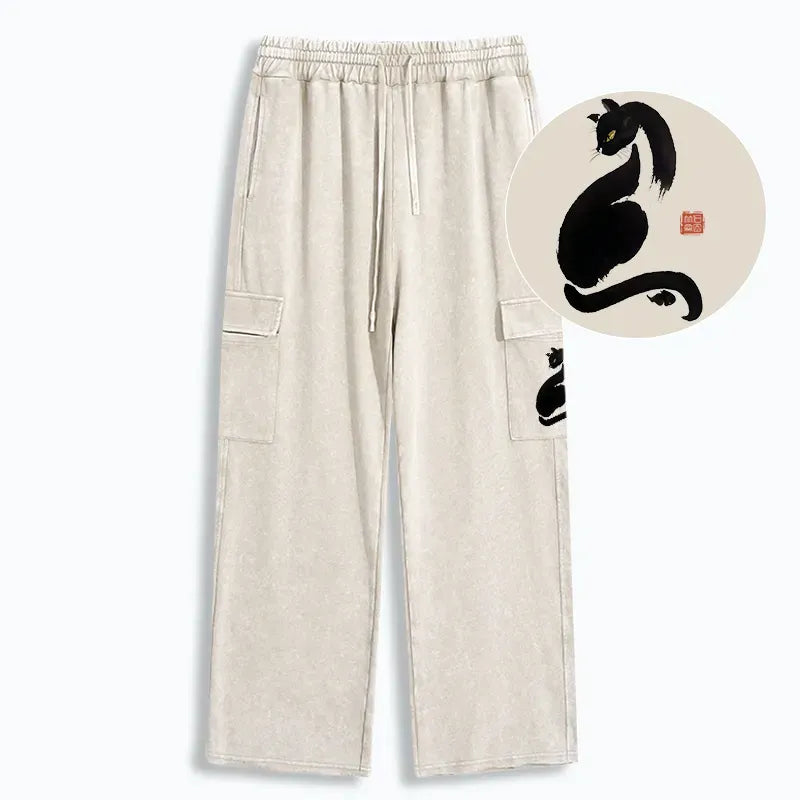 Elegant Black Cat Japan Sweatpants Best Seller