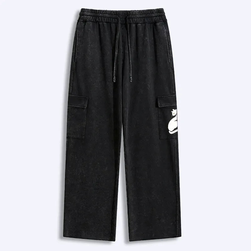 Japanese Unisex Washed Sweatpants for Daily Wear